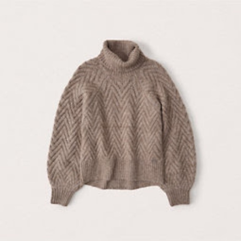 Cable Knit Turtleneck Puff Sleeve Sweater NWOT